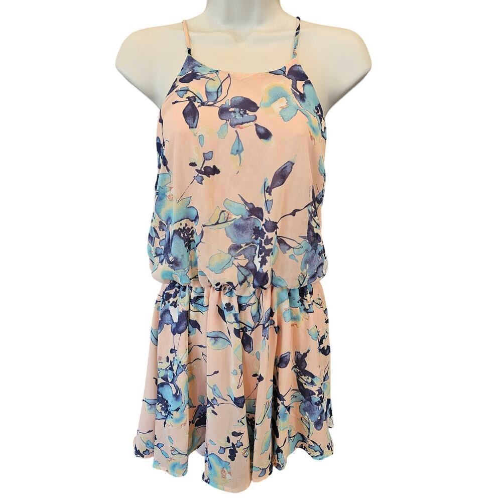 Final touch made in USA M pink floral romper short jumper summer EUC comfortable